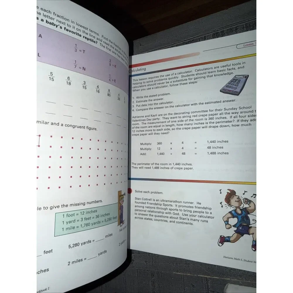 HORIZONS Math 5 Teacher’s Guide-Student Book 1 & 2-Homeschool-EUC-Set-5th Grade
